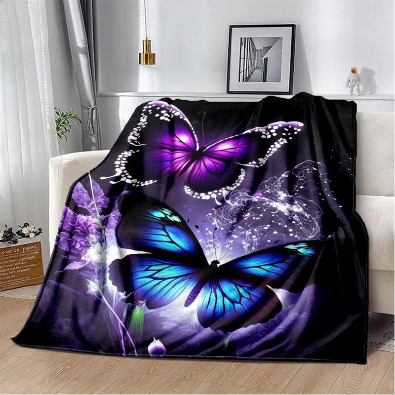 HD Fantasy Butterfly Flower Cartoon Blanket,Soft Throw Blanket for Home Bedroom Bed Sofa Picnic Travel Office Cover Blanket Kids