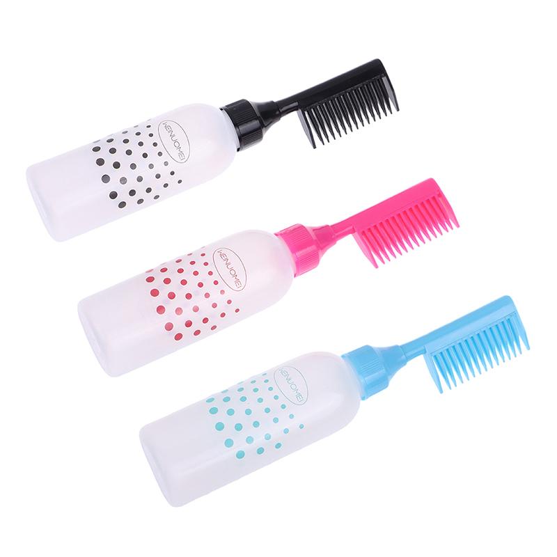 150 ml Mehrfarbige Plastik-Nachfüllflasche für Haarfarbe mit Applikatorkamm zum Dosieren für den Salon, Haarfärbung, Friseur, Styling-Tool