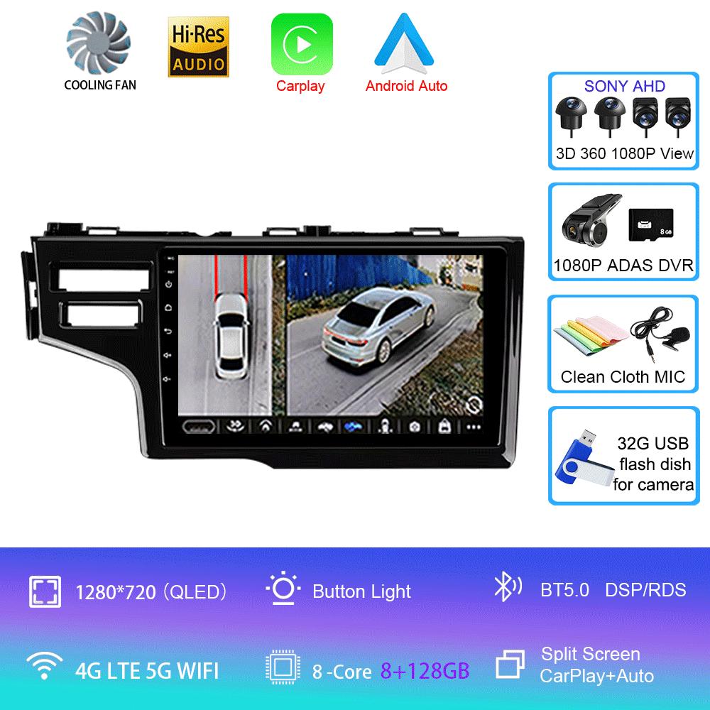 Car Radio Android 14 Carplay Auto Multimedia Player For Honda Fit Jazz 2014 2015 2016 2017 Autoradio GPS Stereo 2din Head Unit