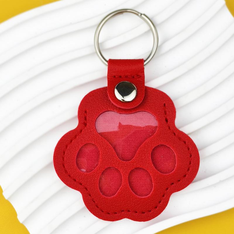 Pet Hair Memorial Keychain PU Leather Keepsake Locket for Cat Dog Fur Pet Hair Storage Pendant Handbag Hanging Accessories