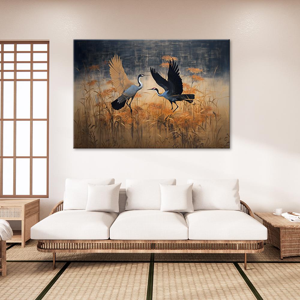 Canvas Print, Crane Birds Abstract