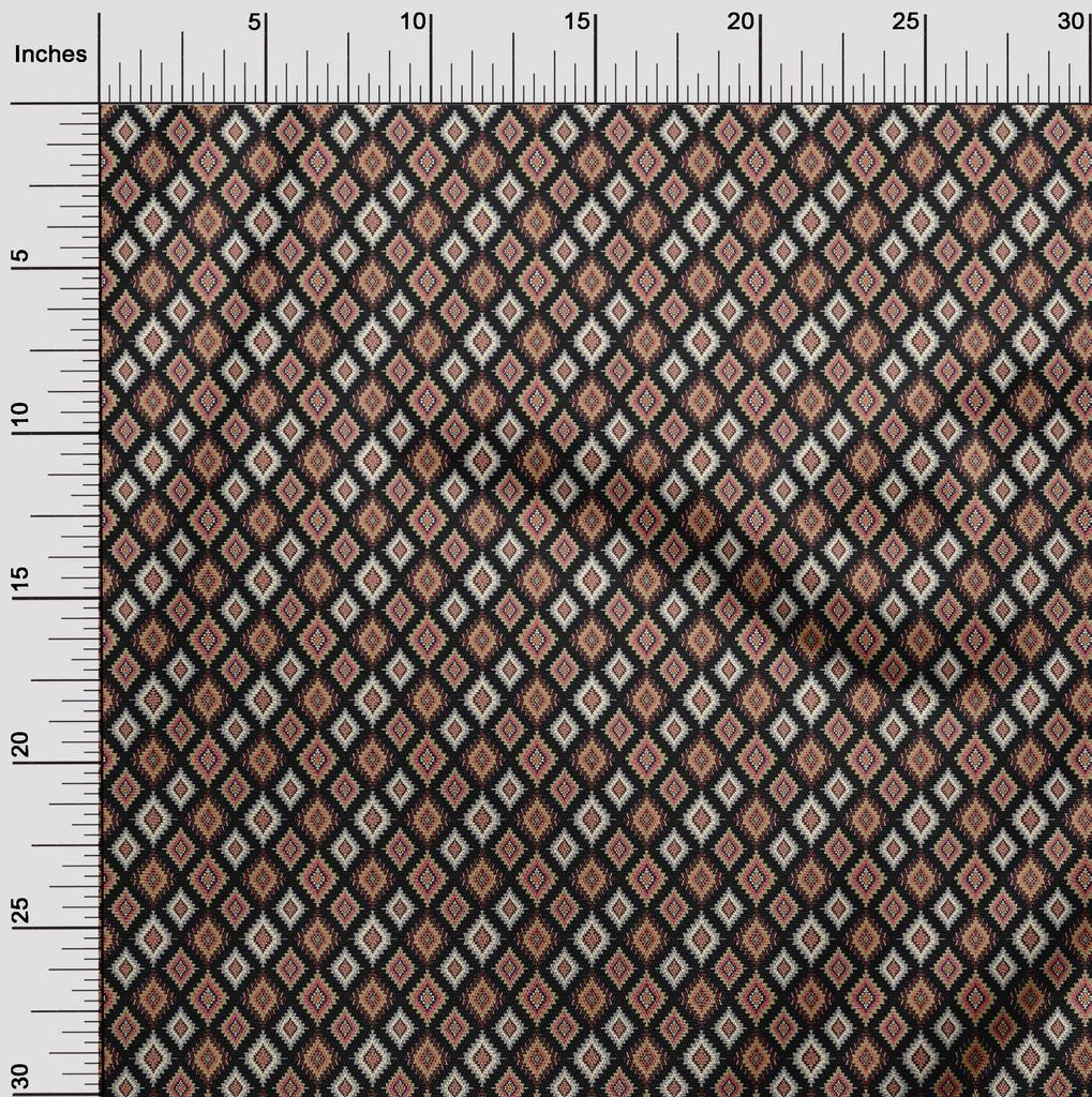 oneOone Cotton Flex Black Fabric Asian Kilim Diy Clothing Quilting Fabric Print Fabric By Yard 40 Inch