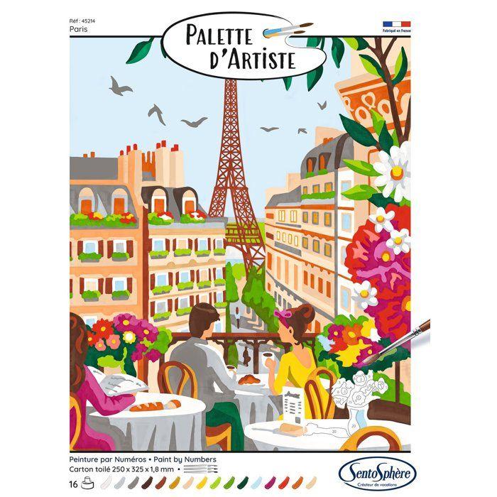 Peinture acrylique - SENTOSPHERE - Palette D'artiste - Paris - Peinture à numéro pour adulte - Tableau en carte toilée