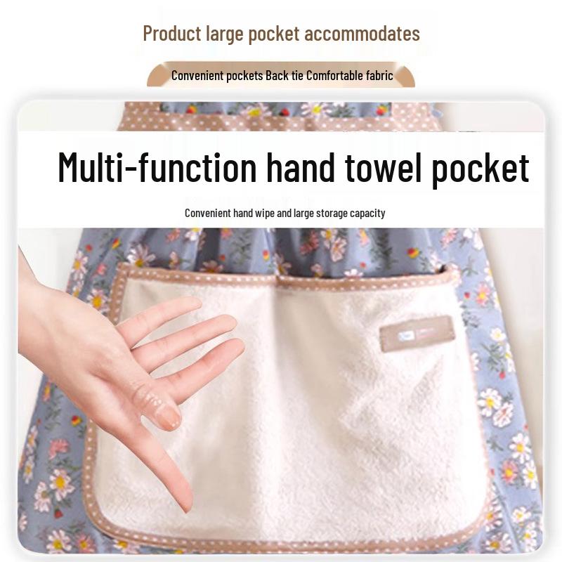 Women's High-End Cotton Floral Princess Apron - Waterproof, Oil-Proof, with Handy Wiping Skirt