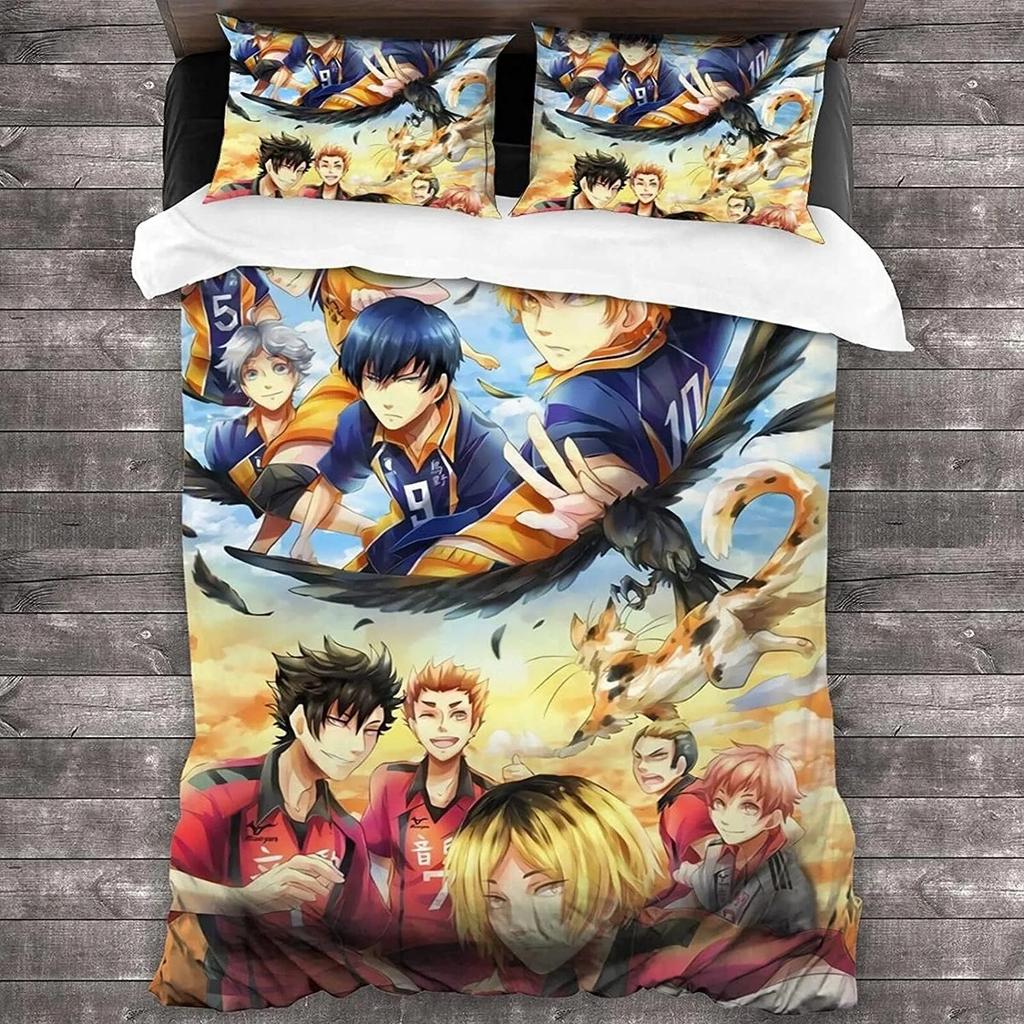Comforter Haikyuu Children'S Volleyball Bedding Set Boys Girls Bedroom Decoration Single Double Size Kids Gift