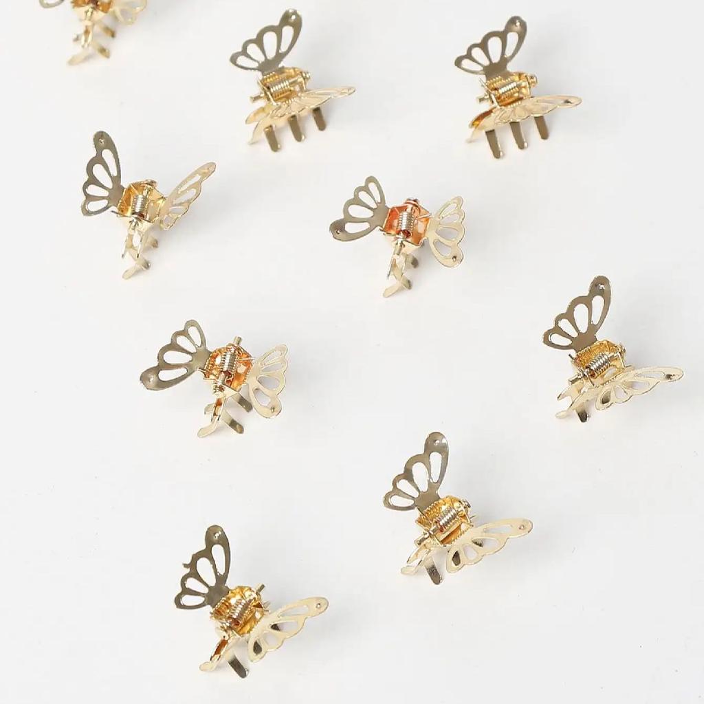 10-20 Pcs Mini Hollow Out Butterfly Design Sweet Hair Clip Retro Bangs Fixed Clip Decoration Hair Grasping For Women And Girls