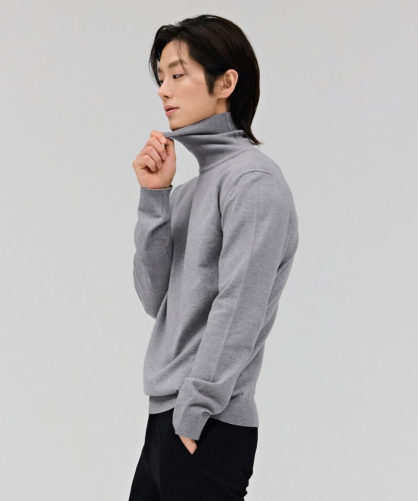 CHASECULT Men'S Essential Turtleneck Sweater - Grey