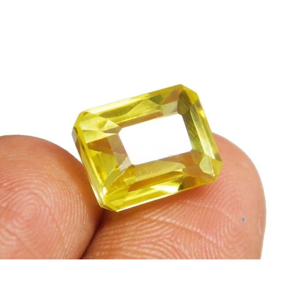 Fabulous Yellow Sapphire Natural Emerald Cut 10+ Ct Certified Loose Gemstone