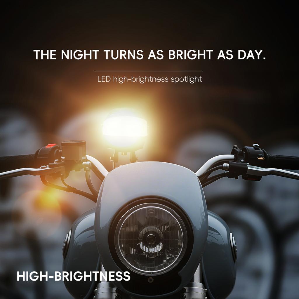 Motorcycle LED Spotlight 50W Headlight  Hi/Lo Beam Lamp 12V-80V Fog Light DRL Driving Running Light 50W Dual Color White Yellow
