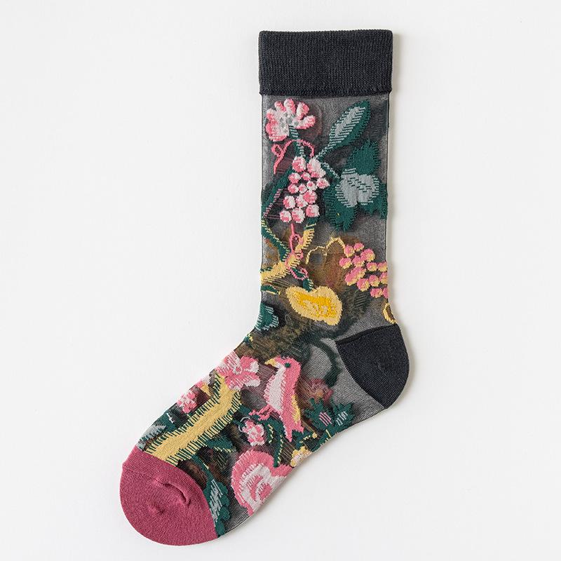3 Pares Nuevos Set de Calcetines Transparentes Lindos de Gato para Mujer Coreanos Florales Animales Verano Delgados Kawaii Set de Calcetines de Seda para Mujer