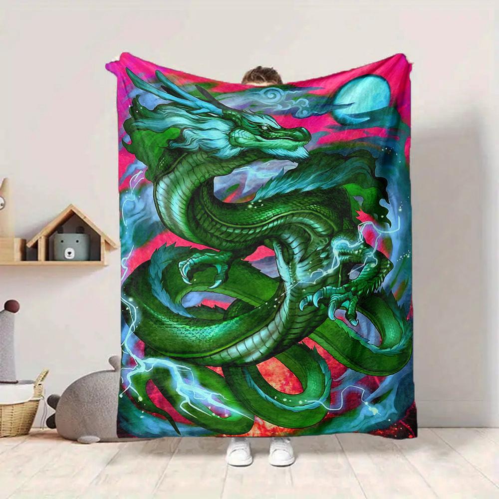 1pc Dragon Fantasy Artwork Blanket Lightweight Flannel Blanket Throw Blanket For Sofa, Bed, Travel, Camping yy2509026202