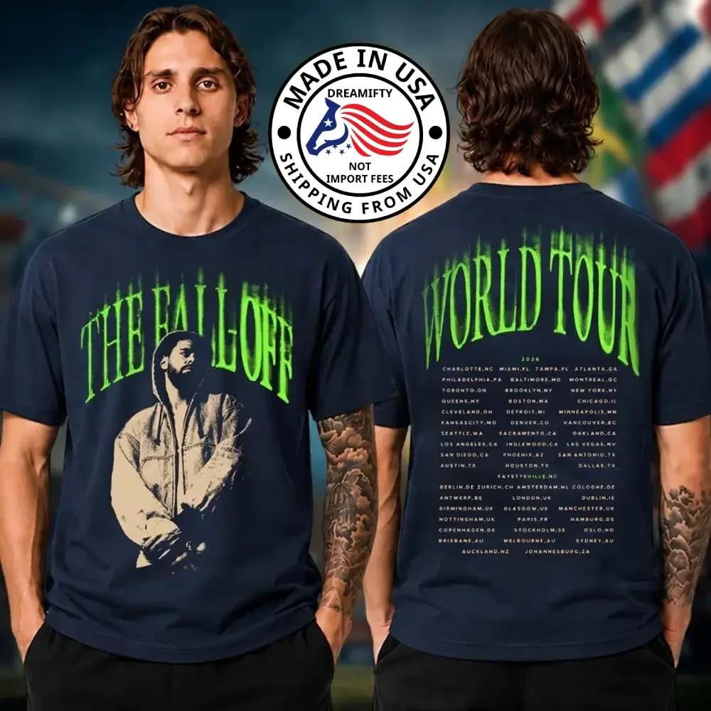 J Cole The Fall Off World Tour 2026 Neon Face Concert Unisex T-Shirt XXL