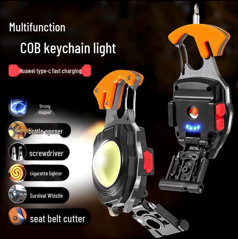 Multifunctional LED Keychain Light: Portable Camping Lighter & Auto Repair Tool