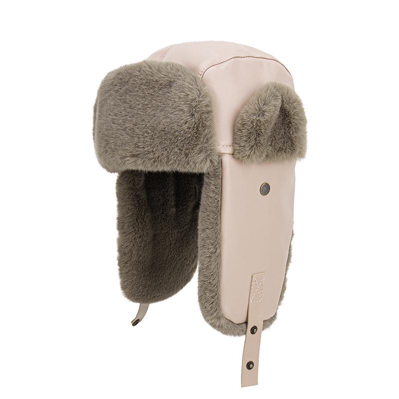 

Унисекс зимняя лыжная шапка: Толстая кожа и бархат в стиле Лей Фэн с защитой ушей для езды на велосипеде на открытом воздухе M (56-58cm) розовый