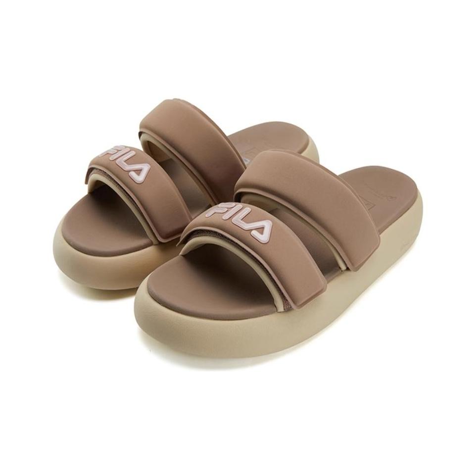 Fila Donut Velcro Fashion Versatile Comfortable Durable Antibacterial Slide Sandals Women sandals Brown Yellow F12W421505FBS