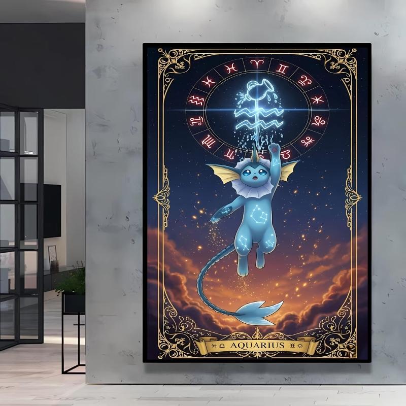 High Quality Canvas Pokemon Flareon Anime Poster Unique Design Cartoon Picture HD Printing Modern Home Living Room Wall Decor