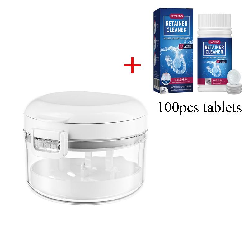 2 in 1 Multi-layer Denture Retainer Case with Magnetic Cap Cleaning Storage Box with Cleaning Brush No-Leak Oral Orthodontic Box