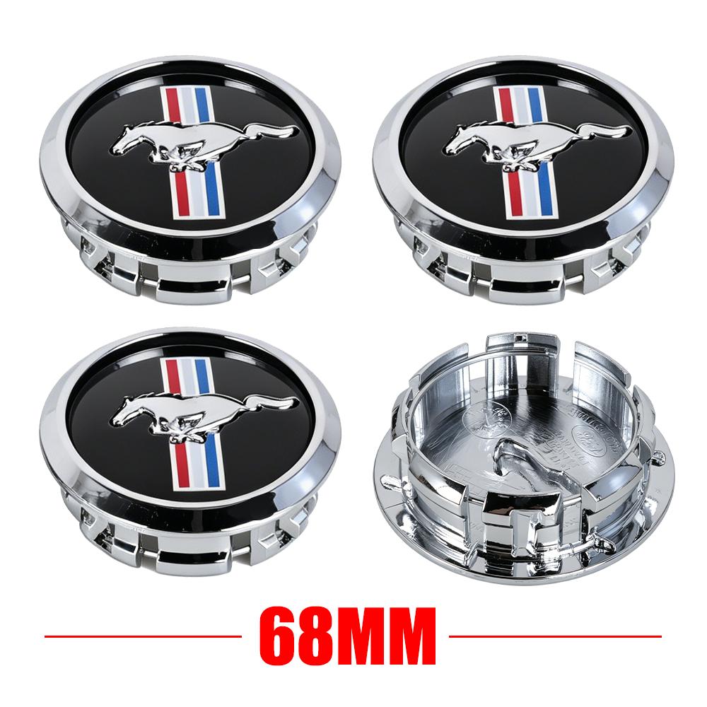 4 Stück 68mm Auto Radnabenkappen Abzeichen Auto Reifen Radkappe Zubehör für Ford Mustang Focus Fiesta Mondeo Kuga Ranger Shelby