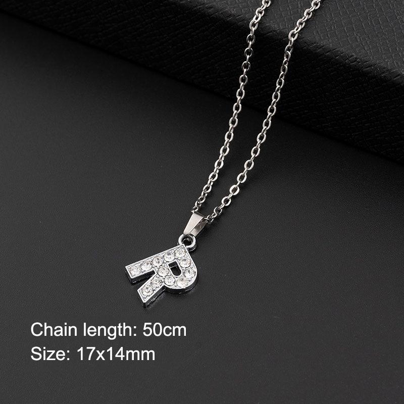 Women Shining Zircon A Z Letter Pendant Necklace 1Pcs Adjustable Clavicle Chain Personalized Jewelry for Birthday Present