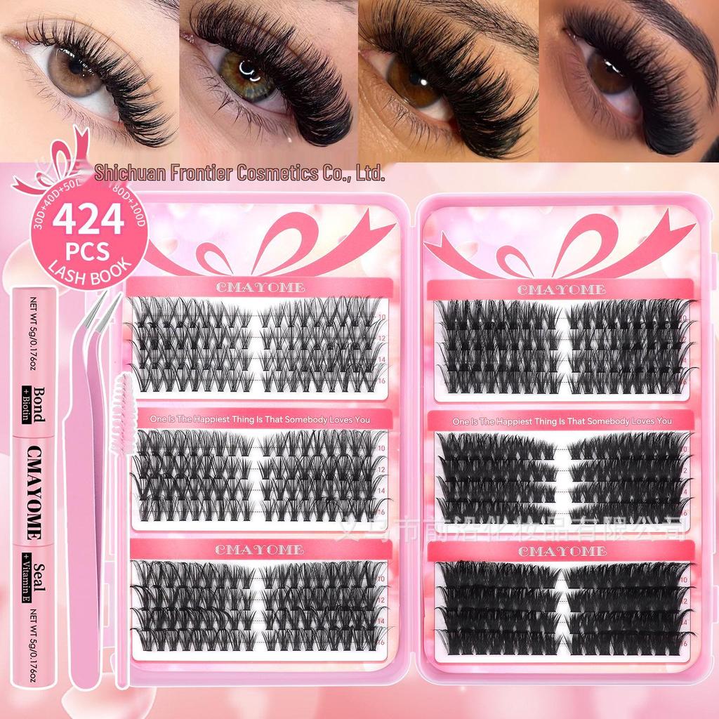 DIY Segmented D Curl Self-Adhesive Natural Thick False Eyelashes Set