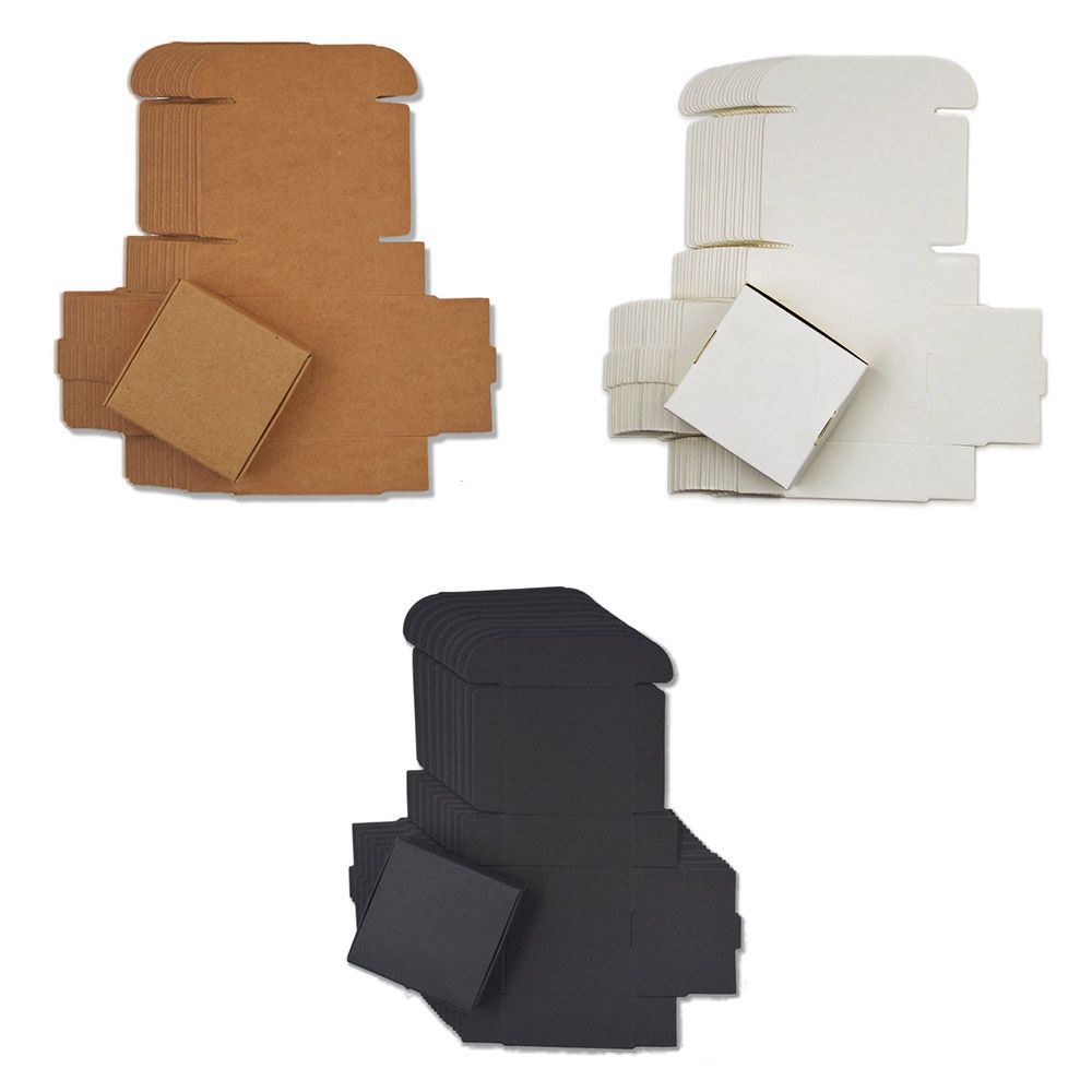 30 PCS Gift Bottom Small Square Handmade Box Kraft Paper Pack Wrapping