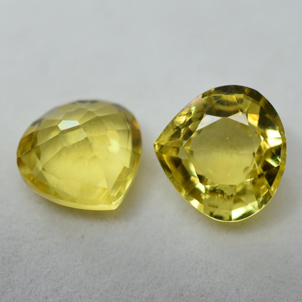 Natural Ceylon Sapphire 19.23 Ct Pair   Yellow Pear Shape Loose Gemstone