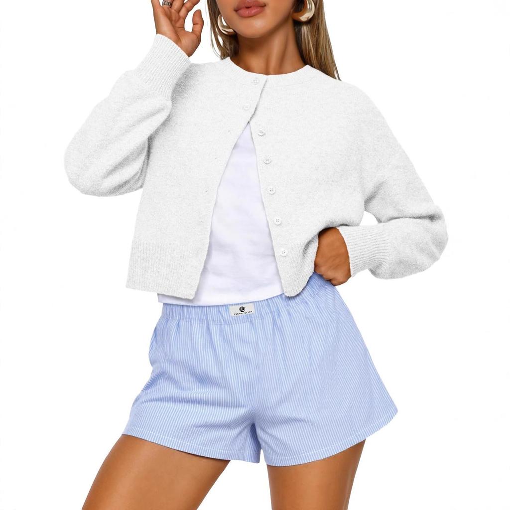 Cropped Cardigan Sweaters for Women Fall Fashion Clothes 2026 Lightweight Knit Button-Down, Versatile Layering Piece for Fall, Spring & Office Wear
