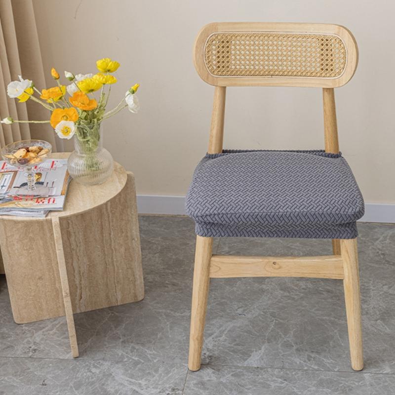 Jacquard Chair Cushion Cover Dining Room Solid Chair Seat Covers Without Backrest Furniture Protector for Home Bedroom