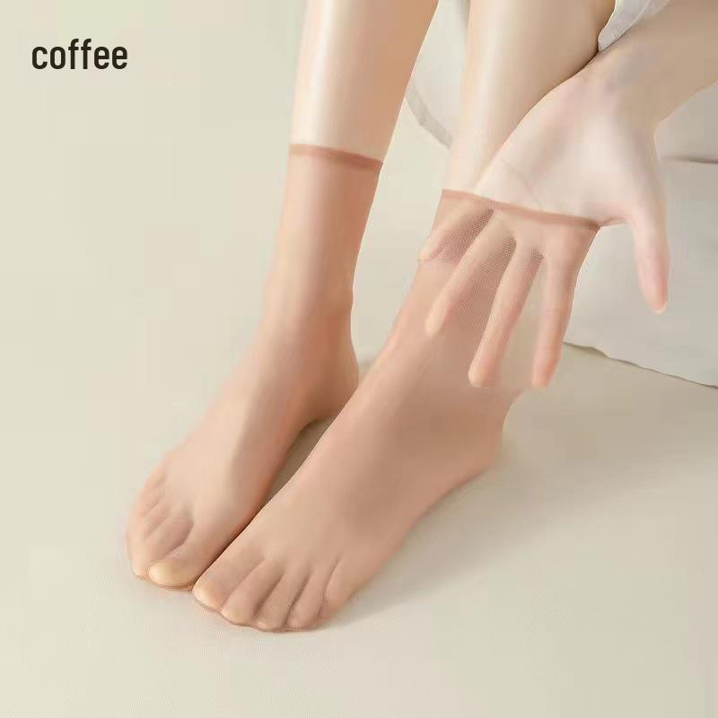 

Langsha Ultra-Thin Women s Mid-Calf Crystal Silk Stockings: Seamless, Anti-Snag, Non-Slip Cotton Sole, Transparent Summer Short Socks One Size [Non-Slip Dotted Silicone]