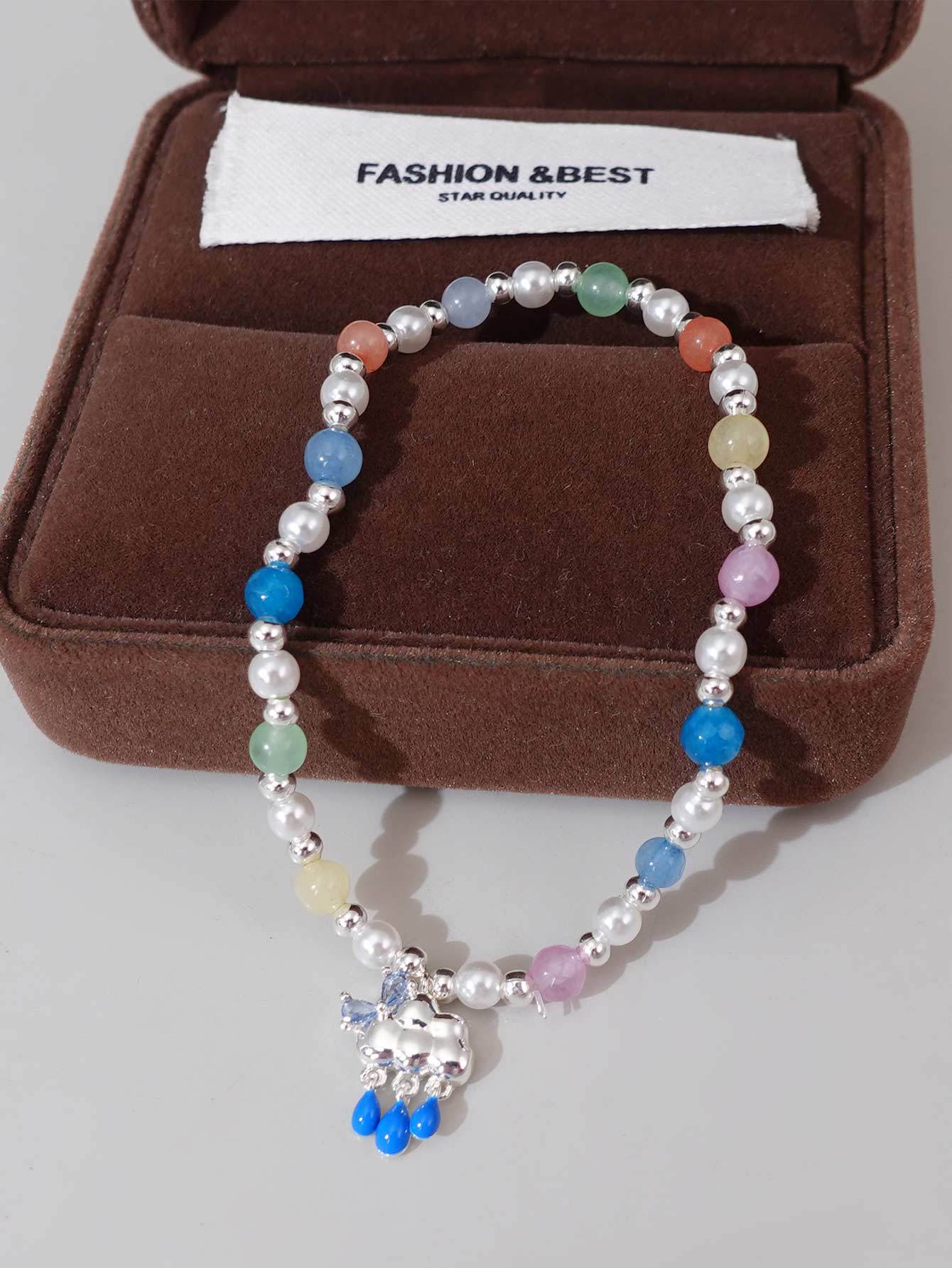 

Жемчужный браслет ручной работы с бусинами, милый дизайн темного облака, нишевый свежий сладкий женский ювелирный аксессуар