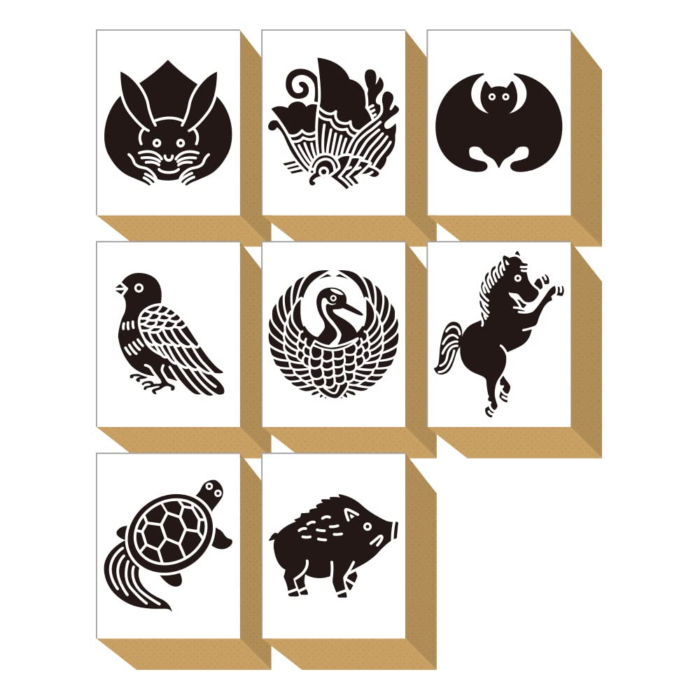 

stylish wooden rubber stamp set featuring family and perfect for short and New Perfect as a Made in Japan Cute, Japanese-style, crests, rabbits,