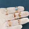 12Pcs Lady's Colorful Flowers Sweet Ring - Women's Set-In-Zirconia Simple Alloy Finger Ring Jewelry