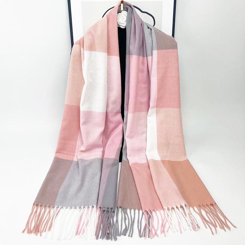 

Осенне-зимний клетчатый снуд с кисточками: Толстая шаль из искусственного кашемира