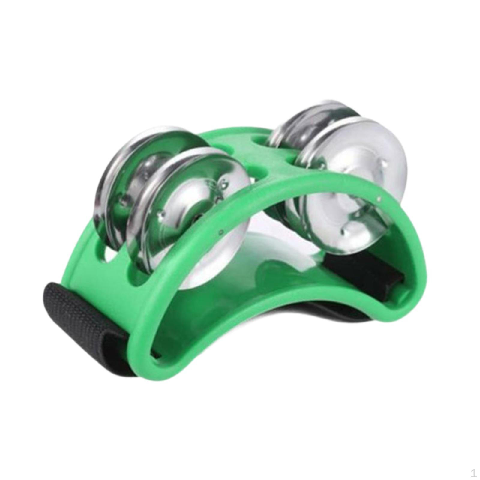 

Фут-табурин 4 колокольчика концертный ритм ударный музыкальный инструмент шейкер укулеле зелёный