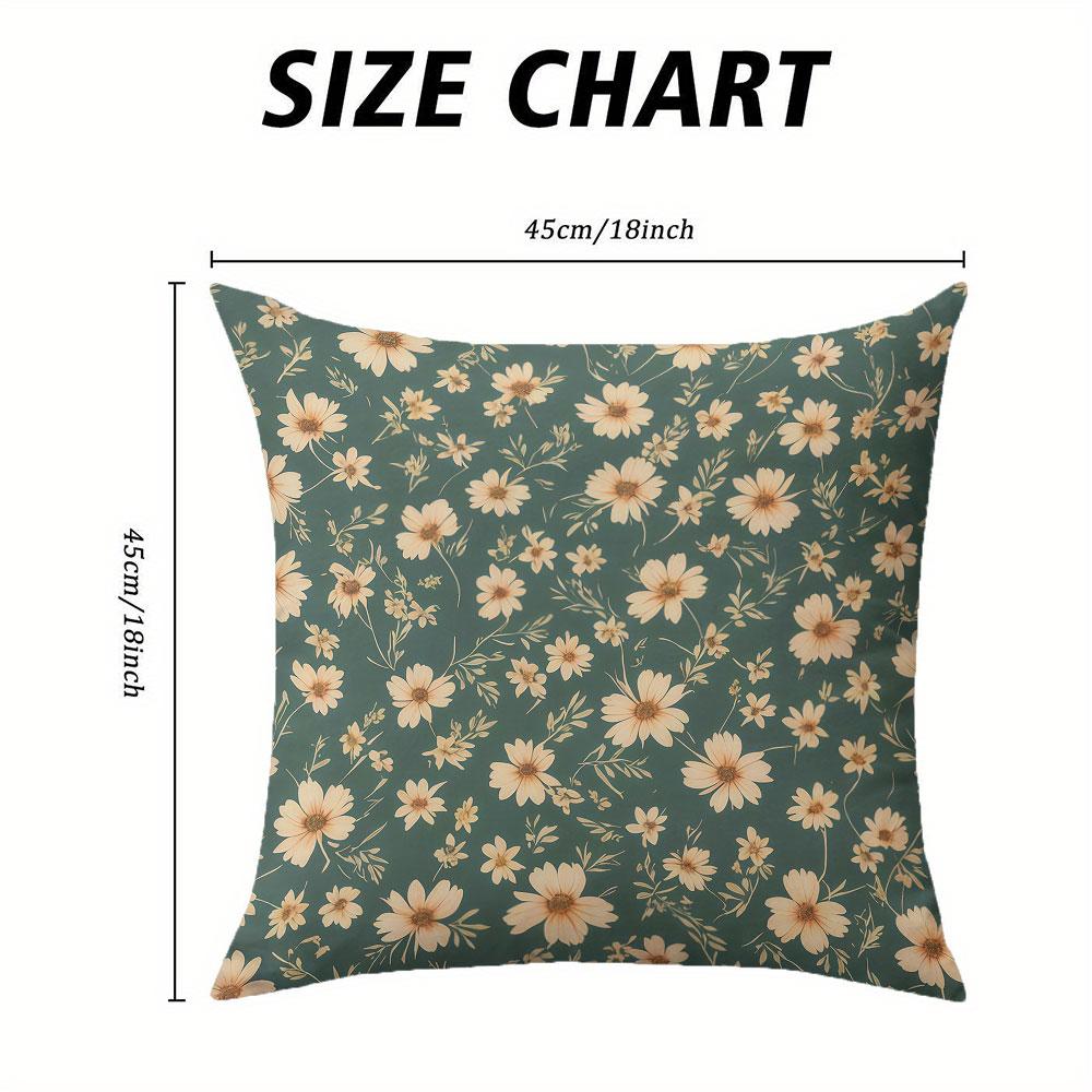 Small Green Flower Pattern Square Jacquard Pillow Cover for Sofa Office Waist Cushion Cover Home Decorative Pillowcase