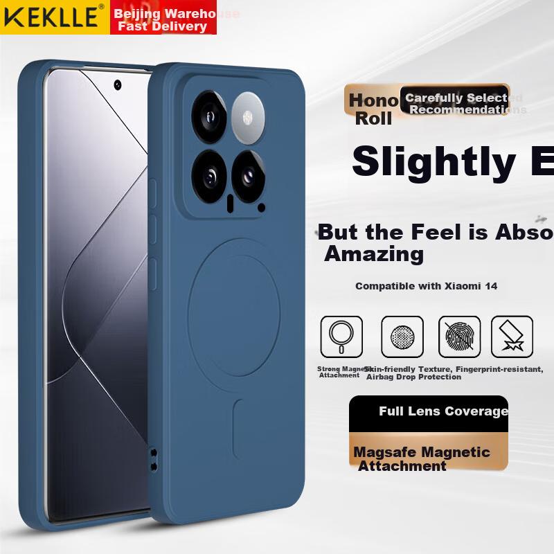 Skin-Friendly Magnetic Adsorption Xiaomi 14 Case Xiaomi 14 Skin-Friendly Liquid Silicone Magnetic Lens Full Coverage Soft Case Royal Blue