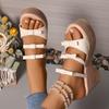 2025 Summer Plus Size Women's Round Toe Platform Wedges Sandals Outdoor Casual Butterfly-knot Slippers for Daily Weave Slippers