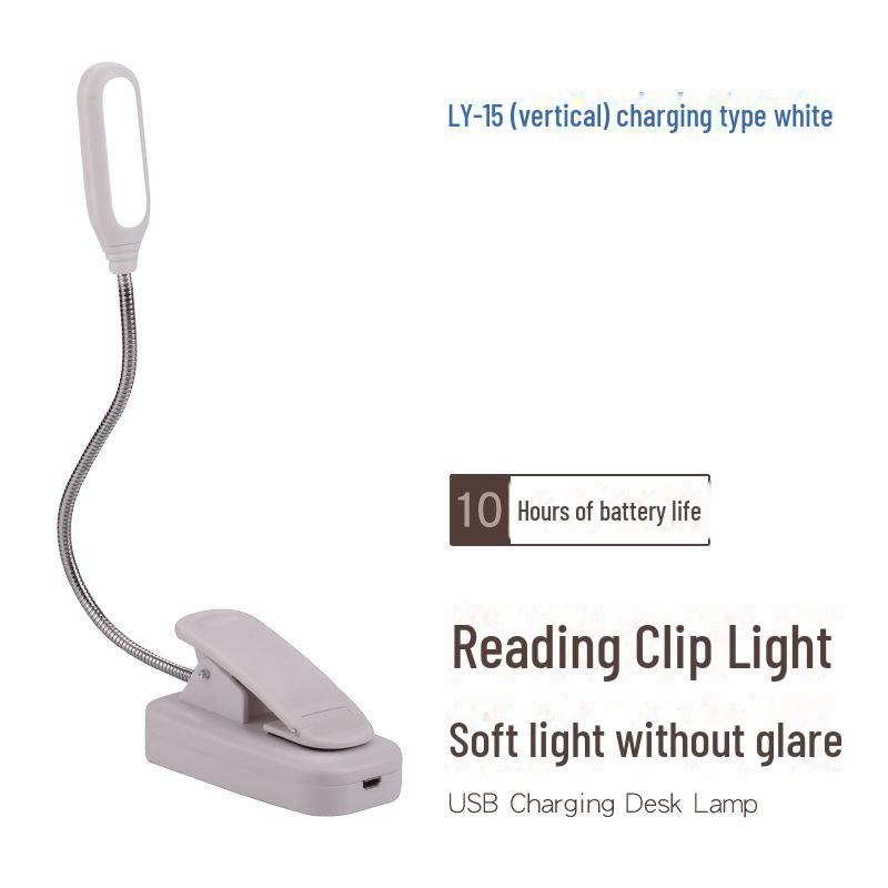 LED Desk Lamp with USB Charging, Eye Protection for Students, Bedside Dormitory Clip-On Reading Light with Adjustable Hose