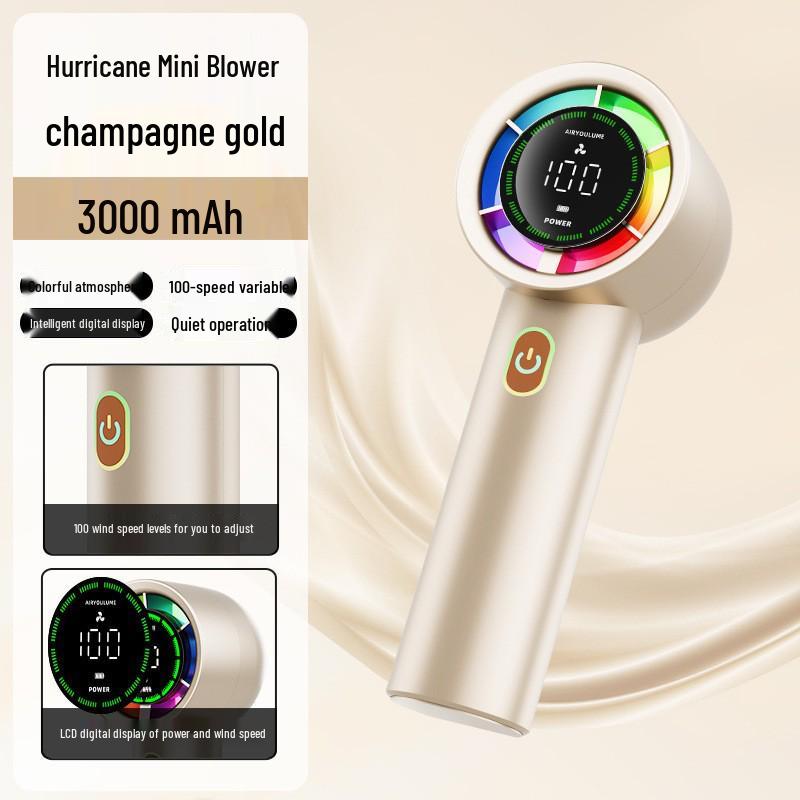 

2026 Model G80 High-Speed USB Rechargeable Brushless Mini Portable Handheld Fan 3000mAh Battery золотий/шампанського