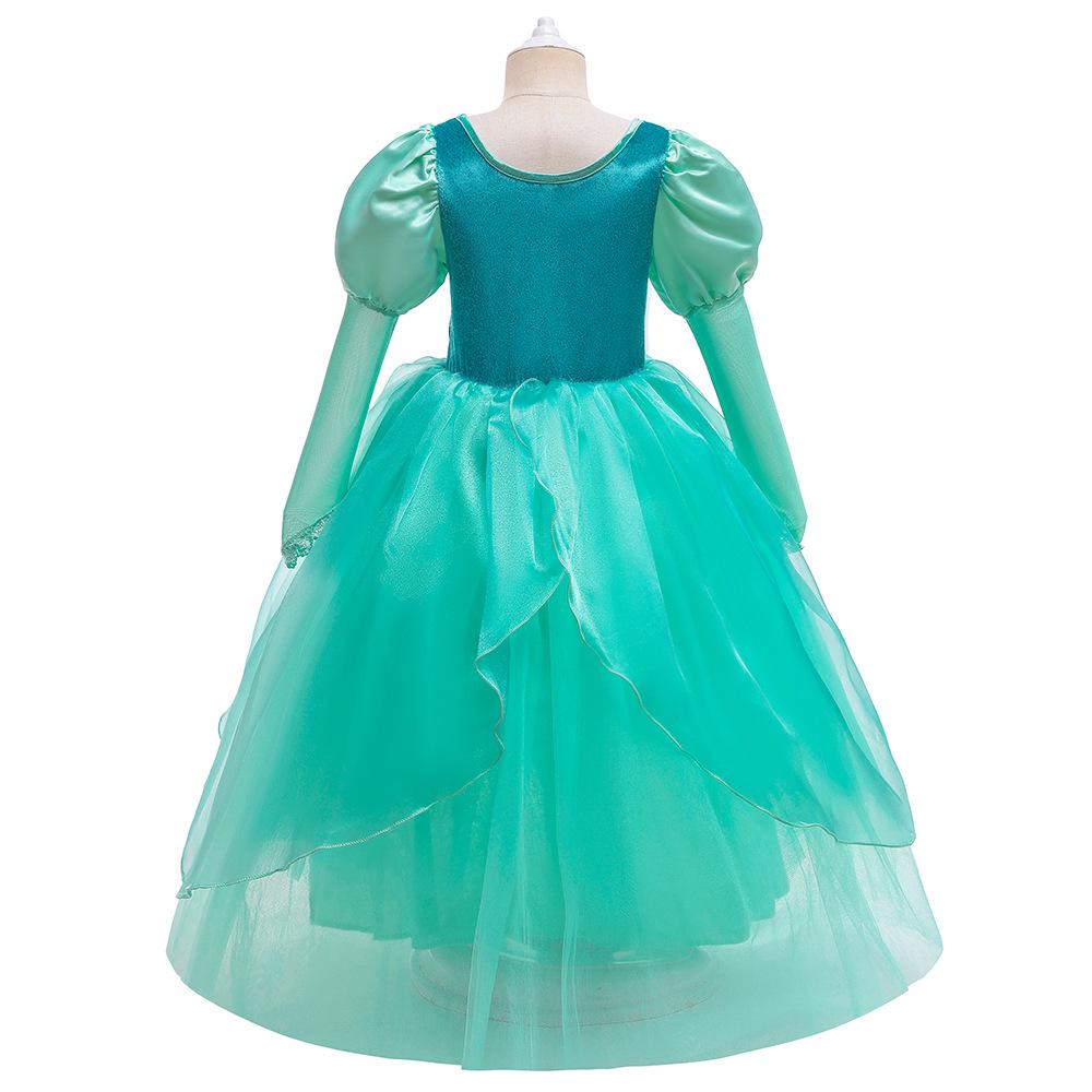 Mermaid Green Princess Children's Performance Costume - Puffy Mesh Skirt Dress