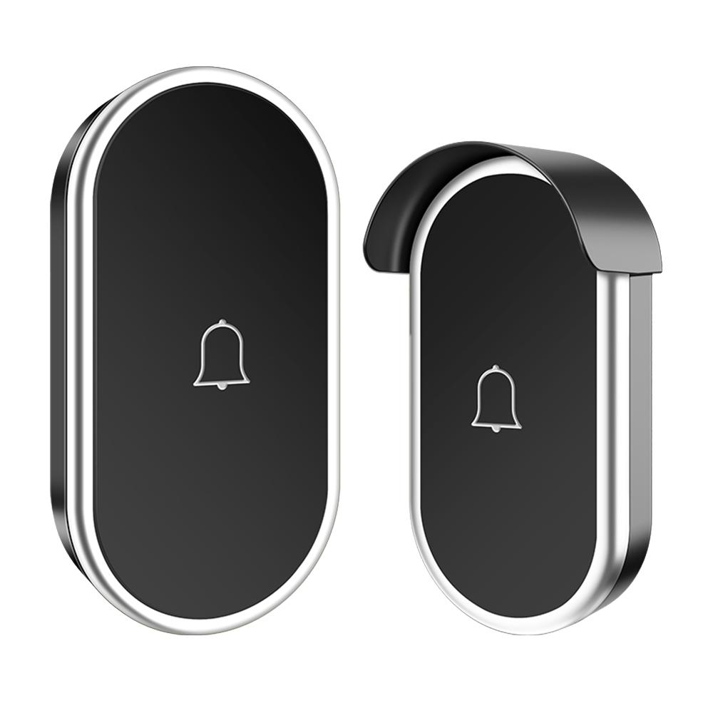 

Smart Wireless Doorbell Waterproof Home Comes With Door Bell Rain Cover 60song Can Be Muted Welcome Chime US EU UK Plug Optional US Plug чорний