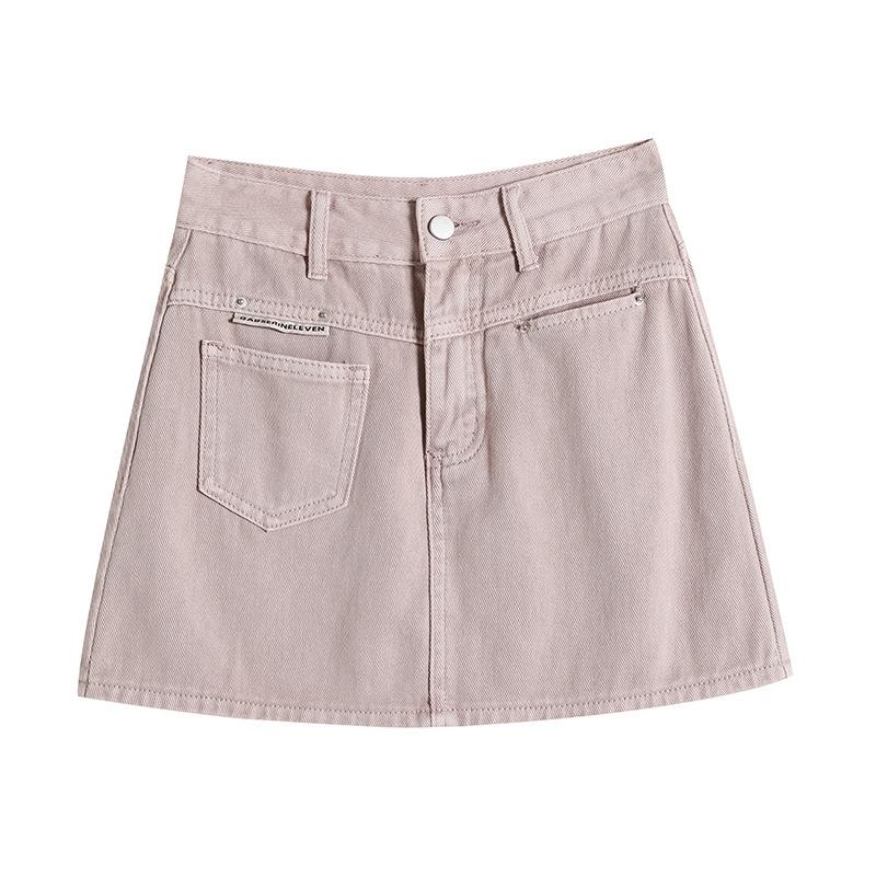 Dopamine Denim Skirt for Women In Summer New High-waisted Slim Small Person with Anti-exposure A-line Hip Short Skirt