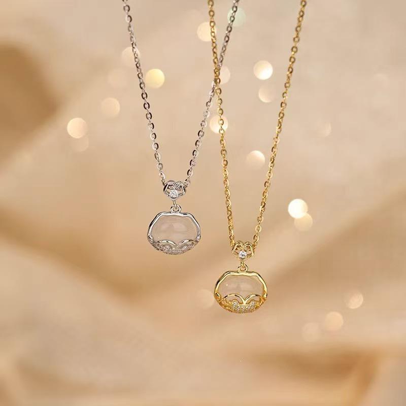 2025 New Luxury 925 Sterling Silver Ping An Lock Pendant Necklace for Women – Trendy Clavicle Chain Choker