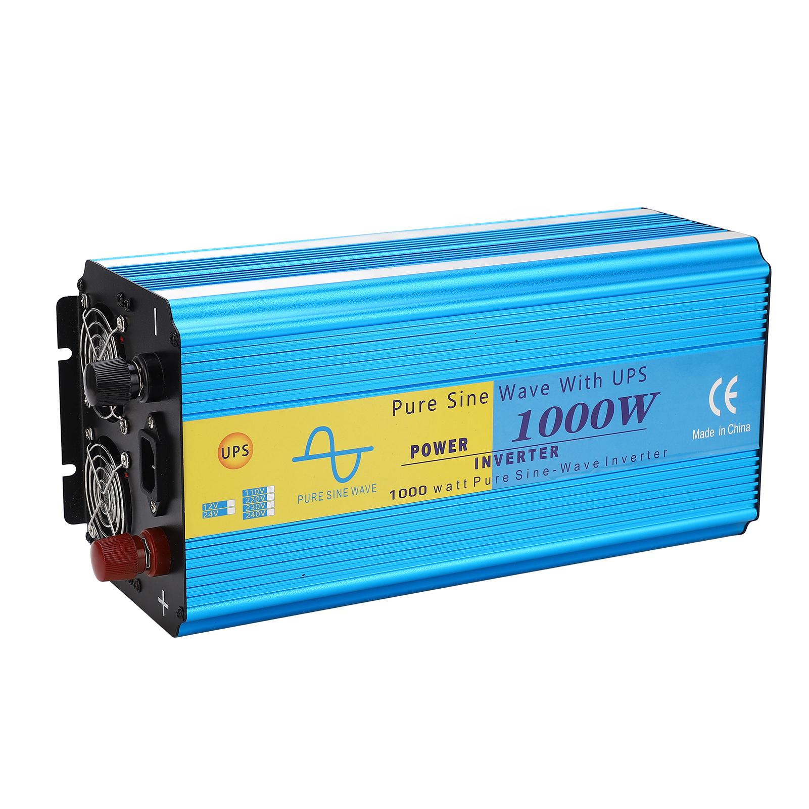 Инвертор ИБП 1000 Вт с чистой синусоидой, пиковая мощность 2000 Вт, USB-порт 5 В 2,1 А, стабильный ЖК-дисплей, автомобильный инвертор, вилка США AC110V