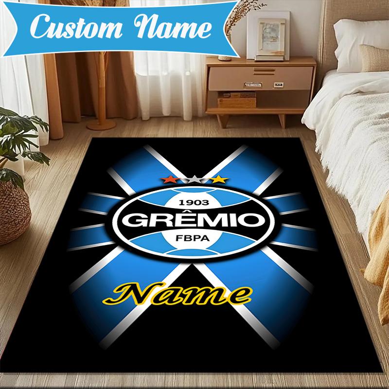 Custom Name Gremio FC Crest Design Rug Game Carpet, Floor Mat for Bedroom Living Room Entryway Rug, Home Decor Idea Gift for Christmas birthday