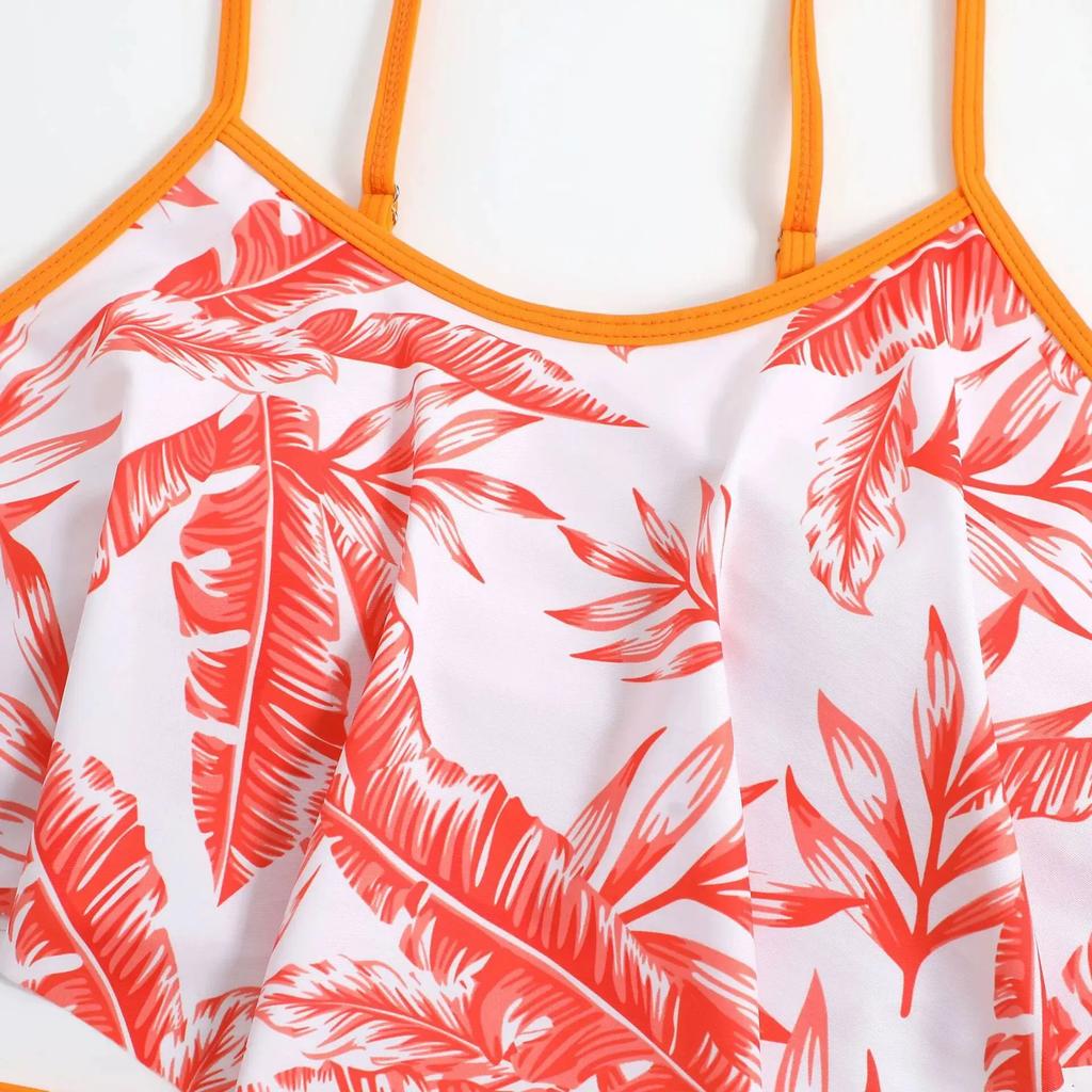 2026 New Sexy Swimwear High Waist Two Piece Bikini Leaf Print Swimsuit Tight Sling Beachwear Summer Women's Seaside Bathing Suit