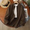 2025 A/W Women's Loose Pure Cotton Brushed Thickened Long Sleeve Casual Shirt