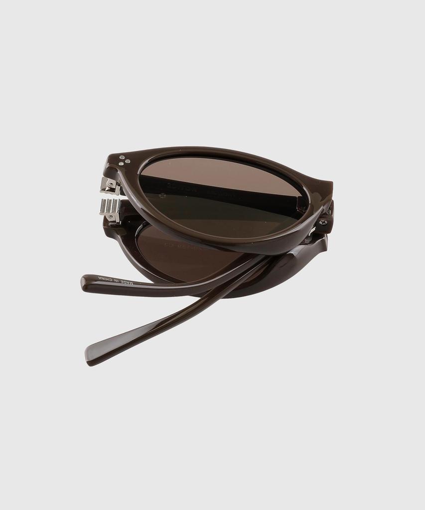 Tuditeo Aur Portable Foldable Sunglasses Slim Cat-Eye Oval Sunglasses C3 Brown