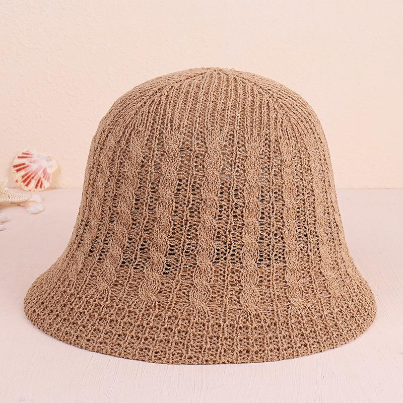 New Summer Knitted Hollow Sun Hat Foldable Sunscreen Bucket Hat Beach Vacation Fashion Bucket Hat