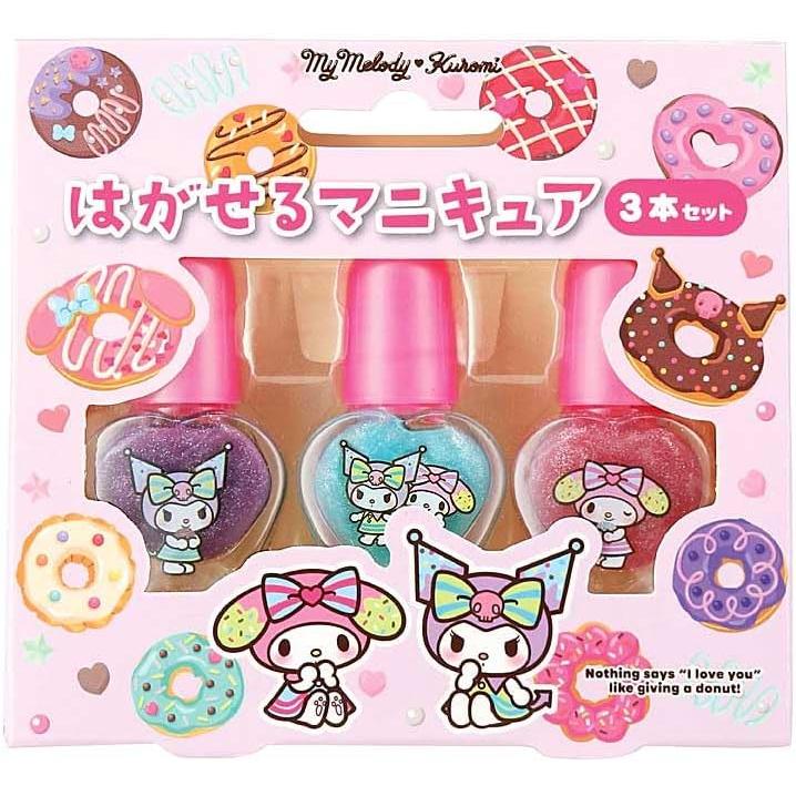 Race Sanrio Removable Nail Polish 3 Piece Set My Melody Kuromi Ages 6+ Cosmetics Accessories